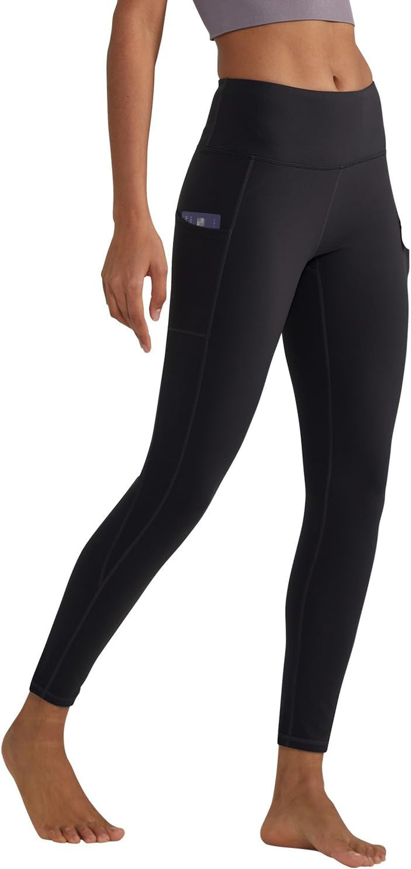 Anti-Nail Leggings for Women, Non-See-Through Yoga Pants with Phone Pockets, Tummy Control Full-Length/Capri Tights