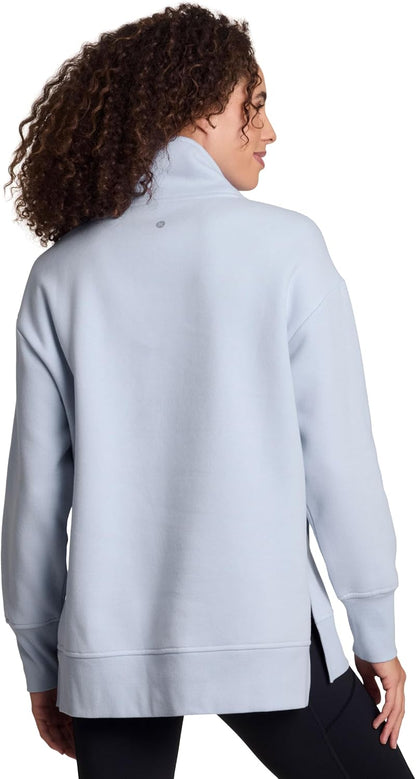 Active Women'S Lightweight Mock Neck Fleece 1/4 Zip Sweatshirt with Pockets