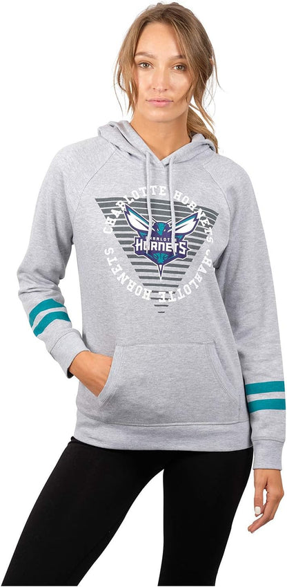 Women'S Soft Fleece Pullover Hoodie Sweatshirt with Varsity Stripe